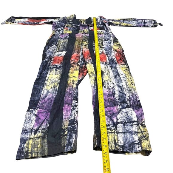 Tie Dye fun print oversized jumpsuit overall utility suit hand dyed batik fabric - Picture 9 of 13